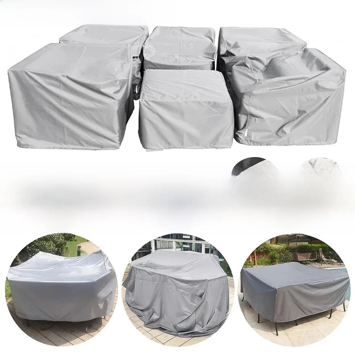 Housses de protection imperméables pour meubles de jardin et de patio, 90 tailles, pour canapé, table, chaise, protection contre la poussière et la pluie, pour cuisine