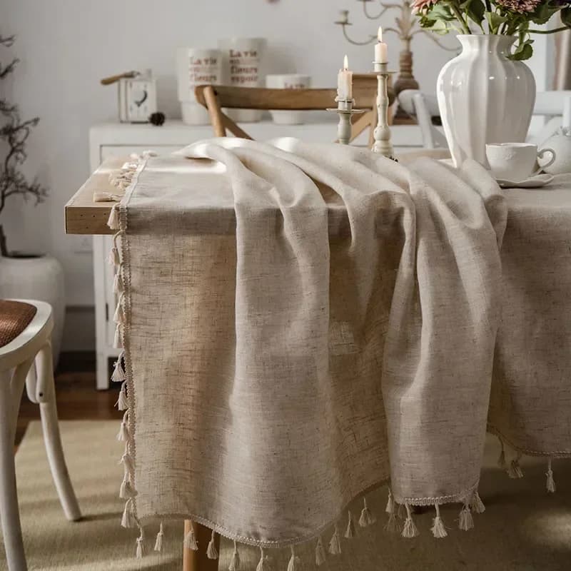 Nappe en lin rectangulaire pour Table basse, couverture de Table, carte, serviette, décoration de salle à manger de noël, décoration de fête de mariage