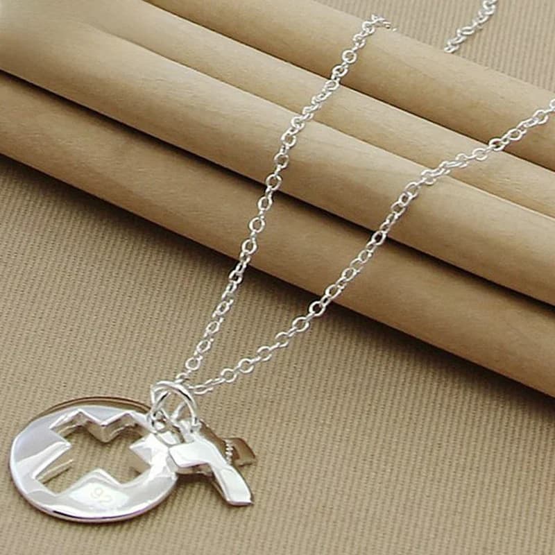 DOTEFFIL 925 en argent Sterling rond croix pendentif collier 18 pouces chaîne pour les femmes de mariage fiançailles fête bijoux