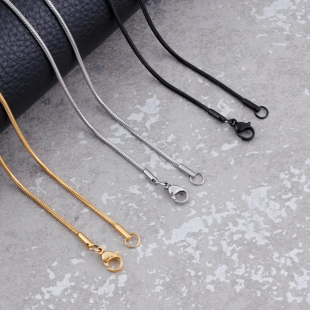 Chaîne serpent en acier inoxydable pour femmes, 1.5/2/2.5mm de largeur, colliers de couleur noir/or Rose pour femmes, ras de cou, bijoux à col Long