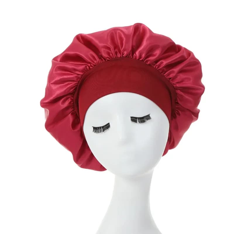 Femmes Satin Bonnet Spandex large bande extensible Bonnet Satin Cheveux Nuit soie dormir nuit Bonnet Bonnets pour les femmes