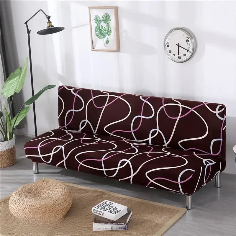 Housse de canapé-lit pliante extensible sans accoudoirs Housse de canapé futon sans accoudoirs Housse de canapé 3 places amovible lavable en machine pour la maison