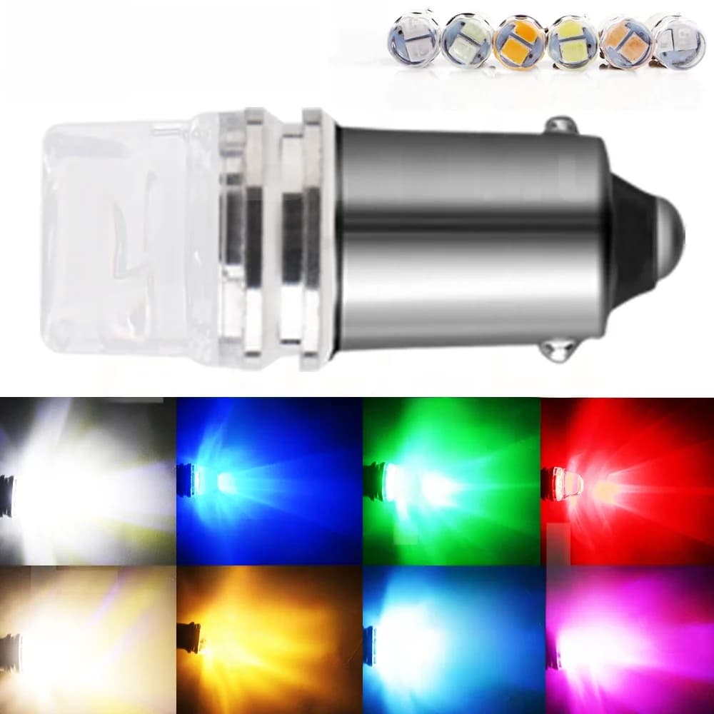 10 ampoules LED GE44 47 BA9S non polarisées AC DC 6V 6.3V pour machine à flipper, éclairage intérieur de véhicules, blanc chaud, bleu, rouge, vert, ambre, rose