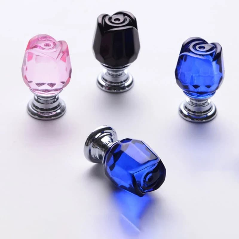 Lèvent de porte en verre de cristal rose, poignées d'armoire de cuisine, poignée de meuble, 22mm avec 8x20mm, 8 x vis, ensemble de 8 pièces