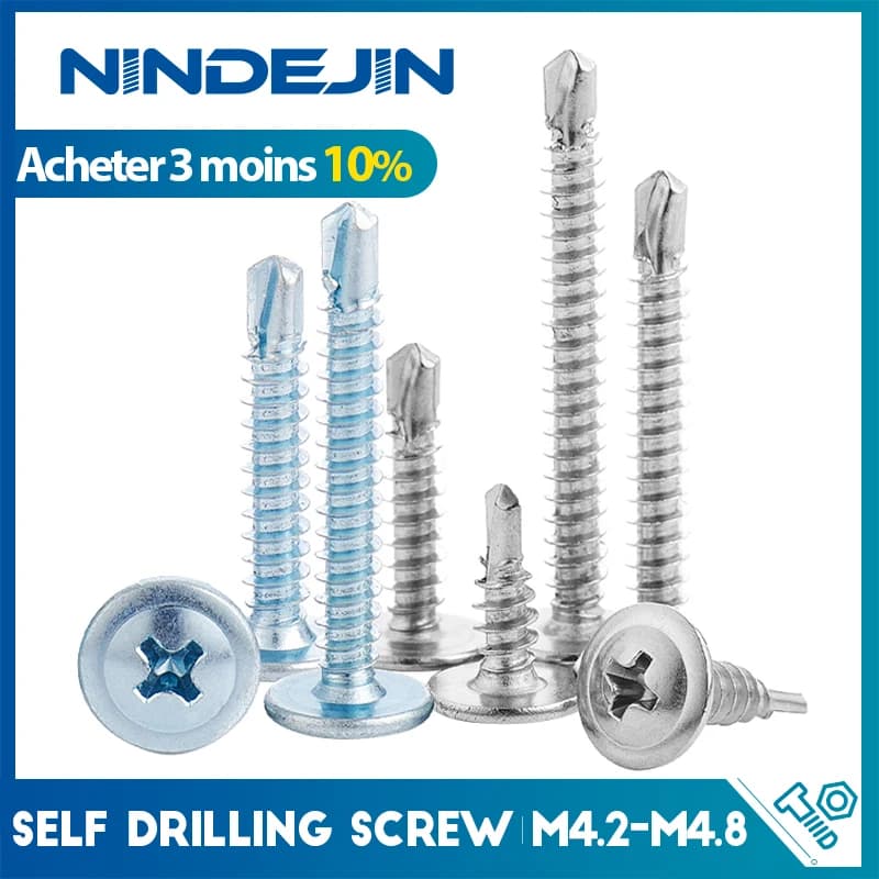 Vis autoperceuse à tête cruciforme, en acier inoxydable, zinguée, pour tôle, vis M4.2 M4.8, vis Hardiflex pour bois