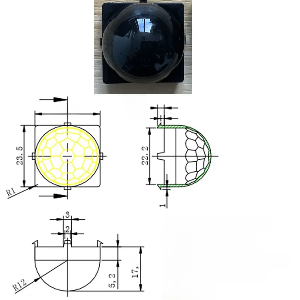 1 lentille Fresnel PIR pour capteurs de mouvement infrarouges pyroélectriques, accessoire de capteur optique de détection de corps humain