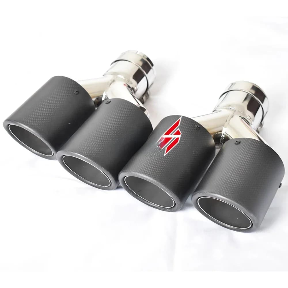 Tuyau de silencieux universel en acier inoxydable pour touristes, fibre de carbone mate et bouclée, pointe d'accès, E90, 2 pièce