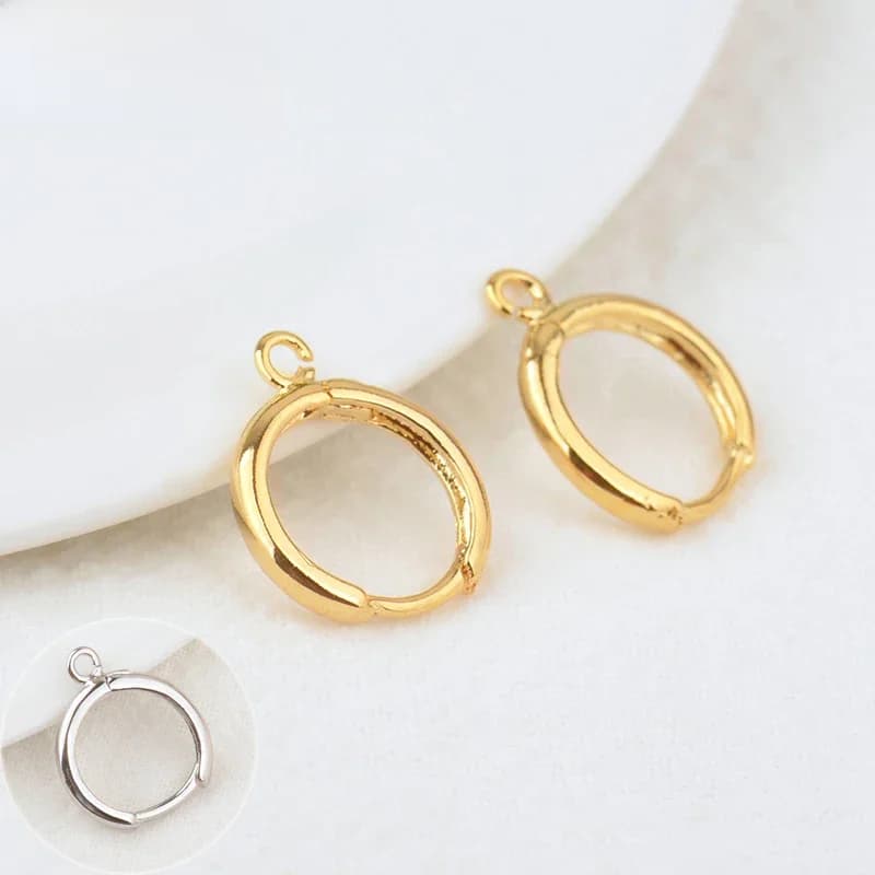 (2082) 20 pièces 13.7MM trou 1.5MM 24K couleur or laiton boucles d'oreilles rondes cerceau boucle d'oreille Clip de haute qualité bijoux à bricoler soi-même faisant des résultats