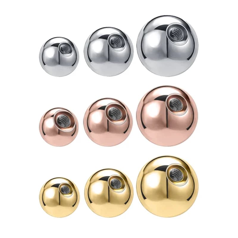 ZS 5-50 pièces 16G vis de perçage en acier inoxydable boule de remplacement plaqué or Rose boules de boucle d'oreille nez Labret Helix boule de perçage
