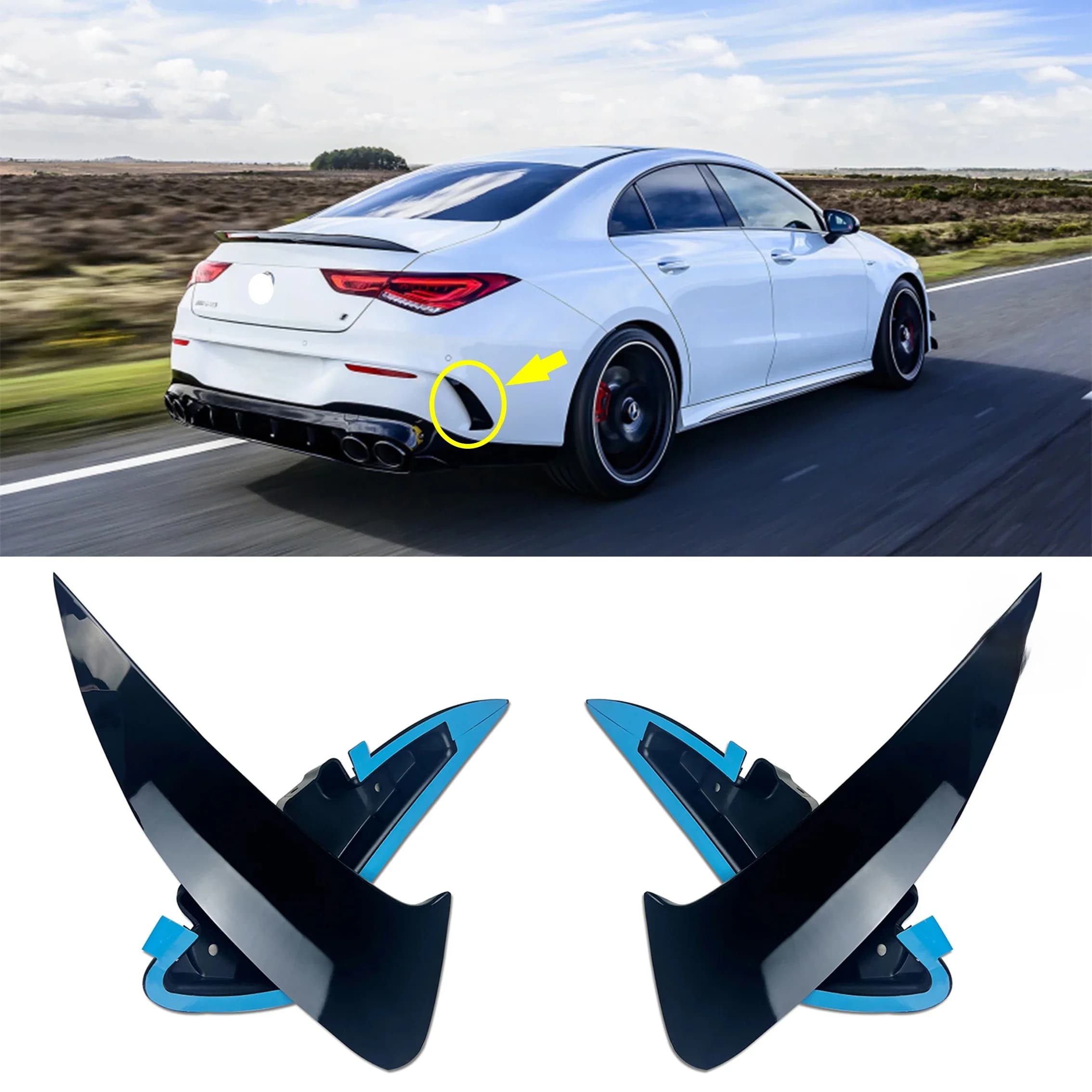 Spoiler de pare-chocs arrière C118 pour Mercedes Classe CLA W118 2019-2020 CLA250 CLA180 CLA200 Garniture ABS 2 pièces Style CLA45