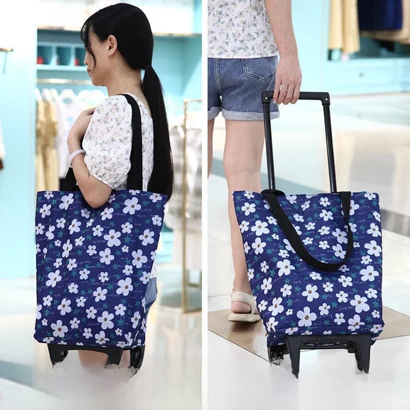 Sac à Roulettes Pliable et Réutilisable, pour Épicerie, mir à Lanières, pour Grand Supermarché Alimentaire, avec Cuillère à Souper
