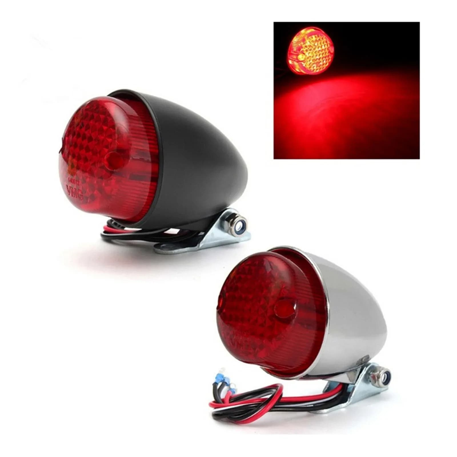 Enquêter arrière LED en métal rétro pour moto, feu stop arrière, voiture Cruise Prince, feux arrière réaménagés, accessoires de moto, 12V