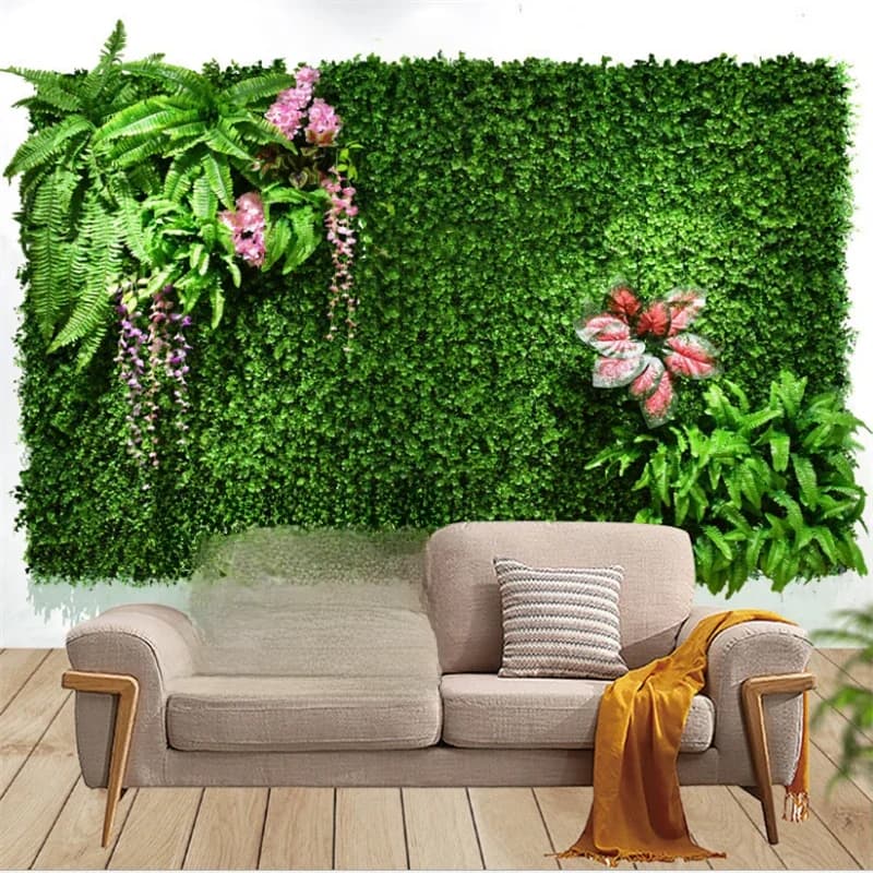 Panneau mural de plantes artificielles vertes 40x60cm, en plastique, pour pelouse extérieure, tapis, décor de maison, arrière-plan de mariage, fête, mur de fleurs d'herbe