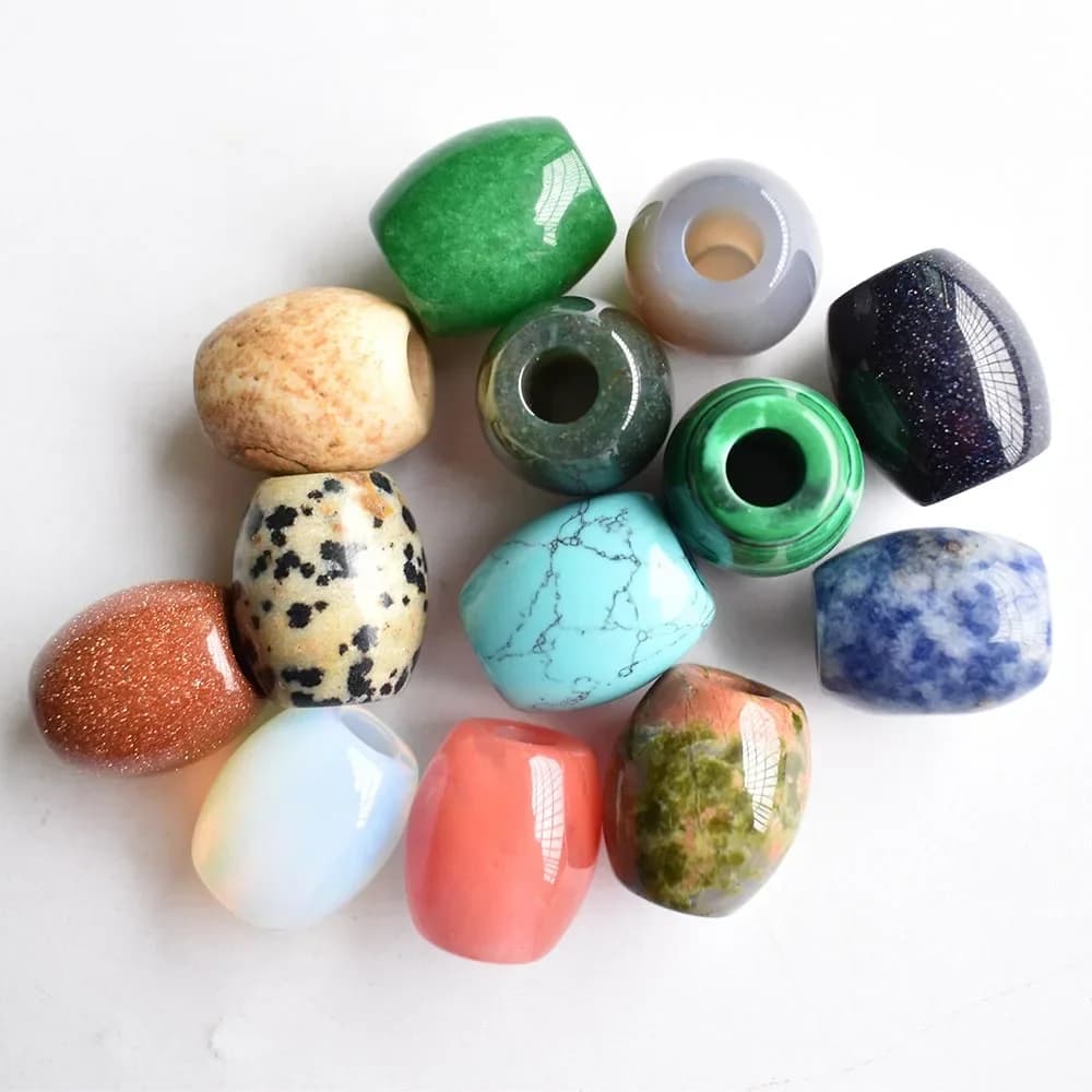 Mélange de pierres naturelles de bonne qualité 16x18mm, perles rondes à gros trous pour la fabrication de bijoux de Bracelet, vente en gros, 12 pièces/lot
