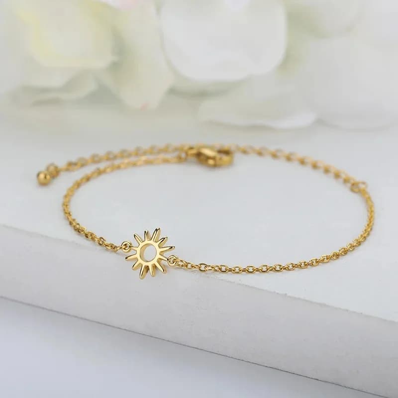 Bracelets creux soleil pour femmes et hommes, chaîne à main en acier inoxydable, Vintage tournesol, bijoux de pied Boho, accessoires cadeaux