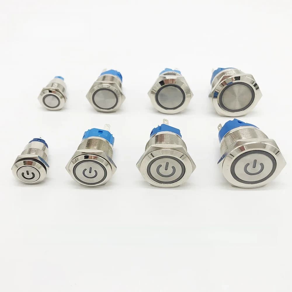 Interrupteur à bouton-poussoir en métal, momentané/verrouillage, rétro-éclairé Led, 5/12/24/220V, avec Fixation, démarrage, arrêt, marche/arrêt, bricolage électronique
