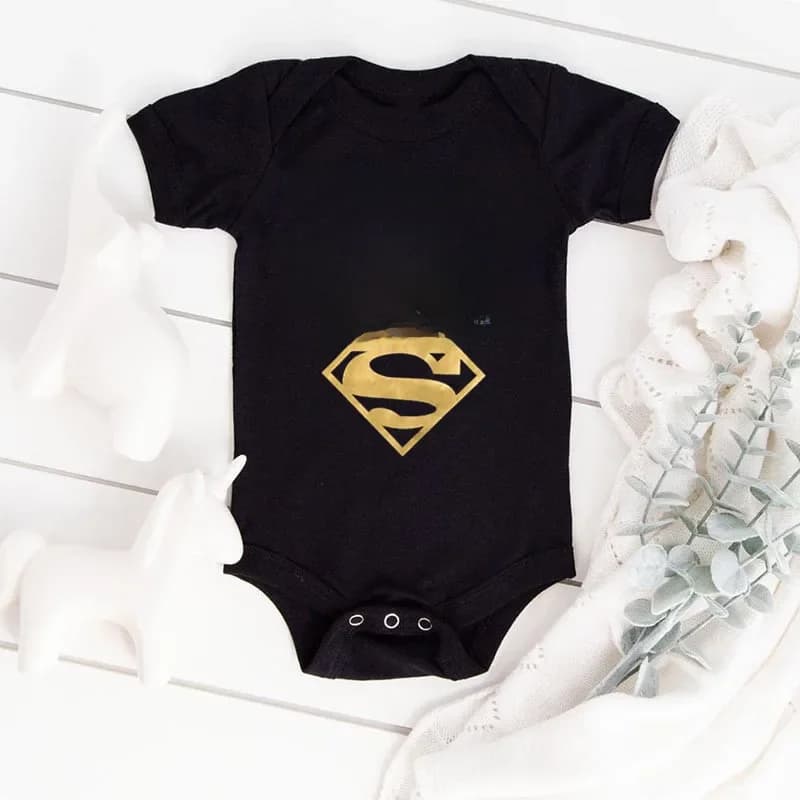 Barboteuse pour nouveau-né, garçon et fille, vêtements doré, papa est mon héros, imprimé drôle, combinaison pour bébé, mignon, décontracté, body pour bébé