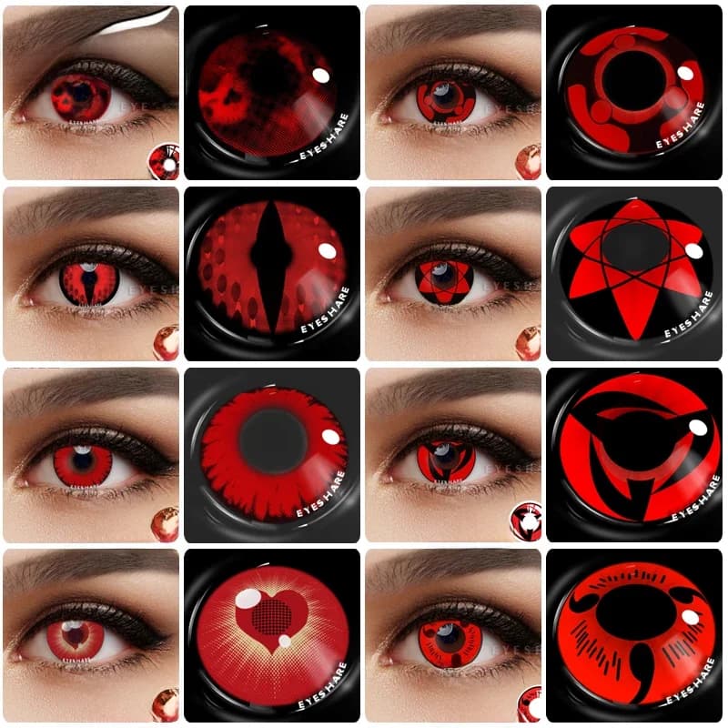EYESHARE 2 pièces lentilles de Contact de couleur pour les yeux lentilles de Cosplay Anime rouge Contact beauté maquillage élèves annuels Halloween 14.5mm