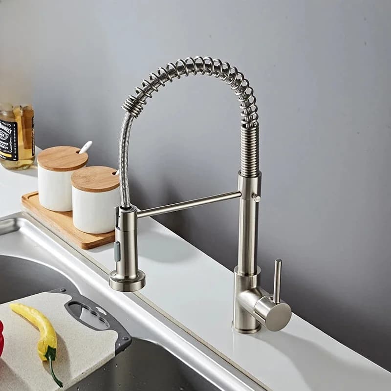VGX robinet de cuisine avec pulvérisateur extractible mitigeur à poignée unique pour lavabo 360 ° Robinets à ressort rotatif en laiton chromé doré noir
