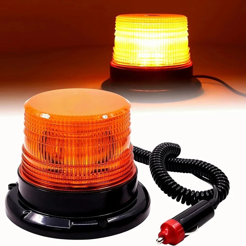Feux stroboscopiques LED ambrés circulaires pour voiture, lampe de signalisation clignotante LED magnétique pour toit de voiture, feux d'urgence portables, lumière de signalisation 12~24V
