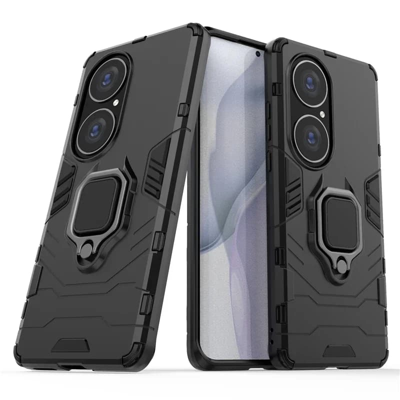 Juste de protection pour Huawei P50 Pro, coque d'armure Funda, anneau de doigt, support de déclinaison, étui de téléphone dur
