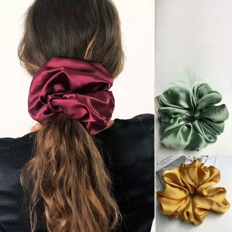 Chouchous surdimensionnés en caoutchouc pour femmes, grandes attaches élastiques pour cheveux, support queue de cheval, chouchou en Satin lisse, accessoires pour cheveux
