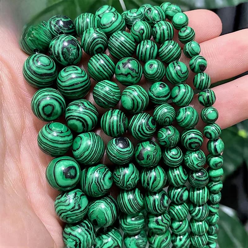 Perles rondes en dentelle verte Malachite, 4/6/8/10/12mm, accessoires de collier, Bracelet, pierre naturelle pour la fabrication de bijoux, brin de 15 pouces