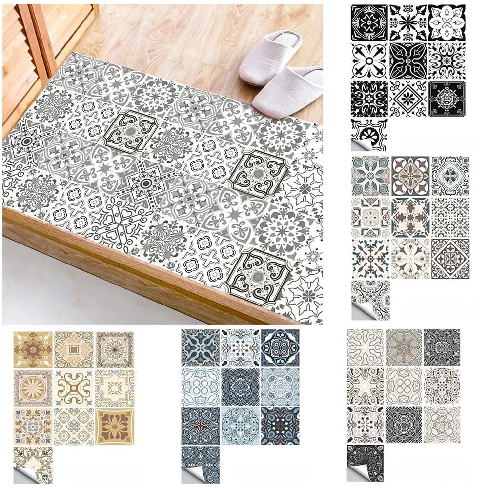 Autocollant de carreaux de surface à motif rétro gris, couvertures de transferts pour tables chaudes de cuisine, sol, peler et coller, stickers muraux, 256, 10 pièces