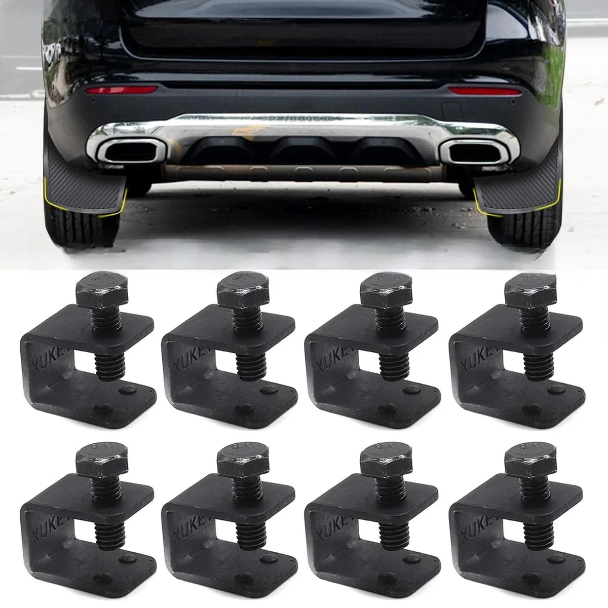 Apktnka 8x garde-boue universels garde-boue noir C U pinces boulon sur sans Clips de perçage pour voiture AUTO avec bride de garde-boue