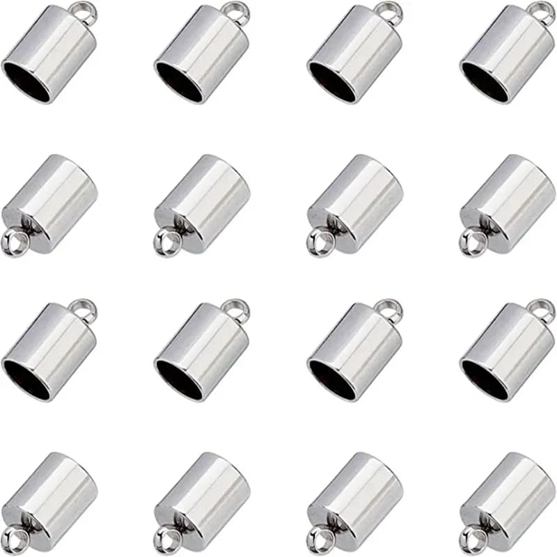 20 pièces en acier inoxydable sertissage cylindre perle en cuir embouts cordon couverture collier Bracelet embout capuchon bricolage fabrication de bijoux trouver