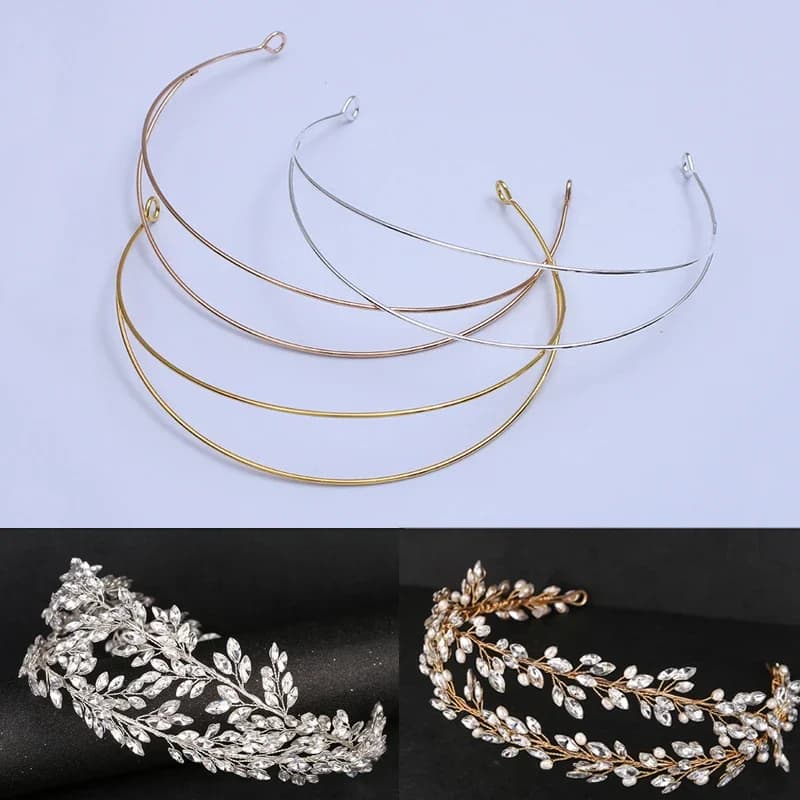 3 pièces bandeau en métal deux lignes mariée couronne coiffure or argent coiffure tête bandes de cheveux réglage de Base bijoux composants mariage