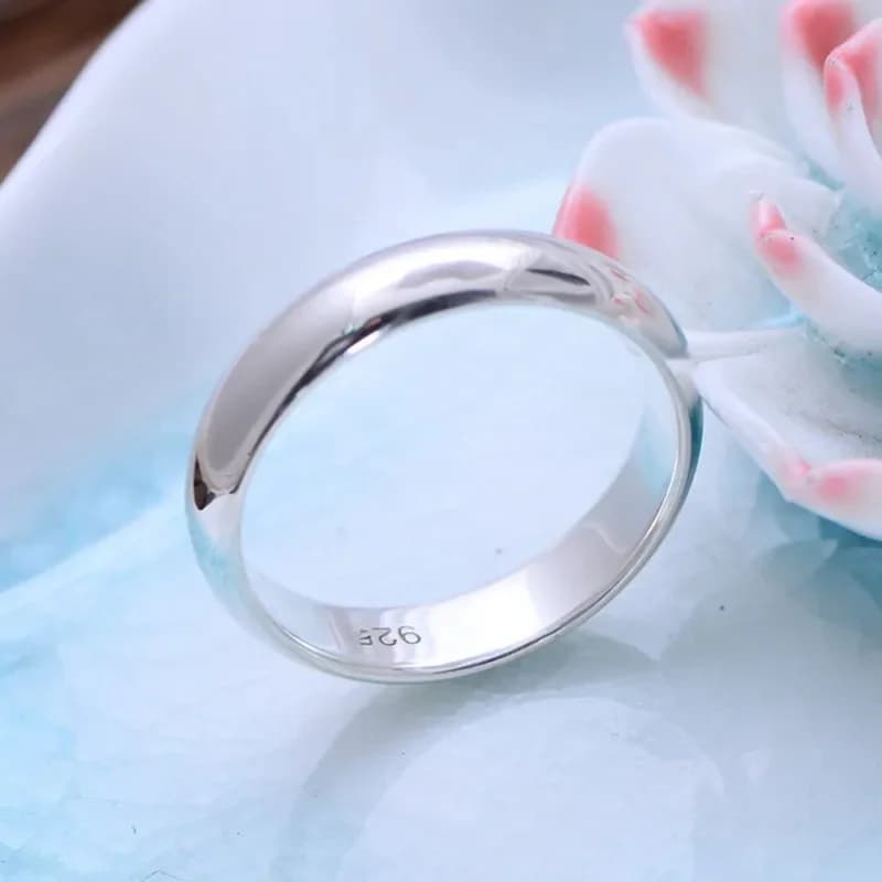 Buyee 925 en argent Sterling Couples bague classique Simple bague pour femmes hommes gravé nom et Date bijoux fins cercle