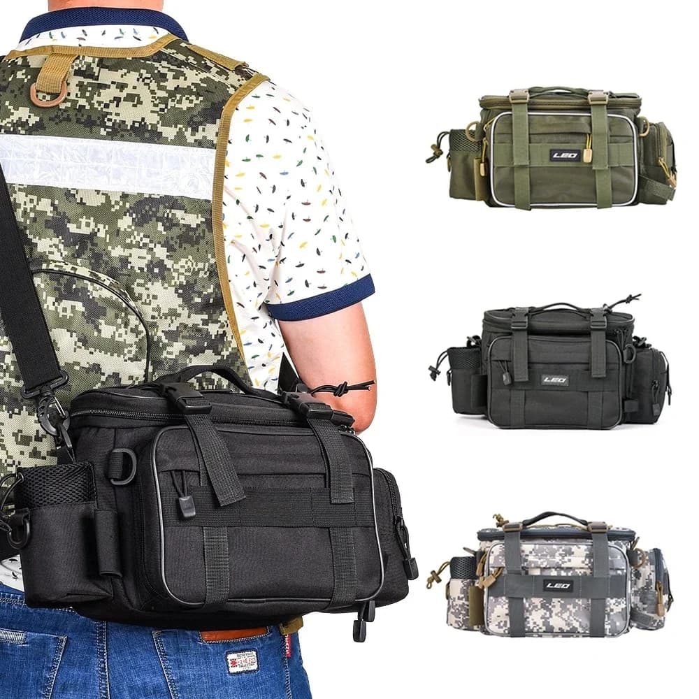 LEO – sacs de pêche multifonctionnels, sac à bandoulière simple, sac à la taille, Pack de leurres de poisson, sac de rangement utilitaire