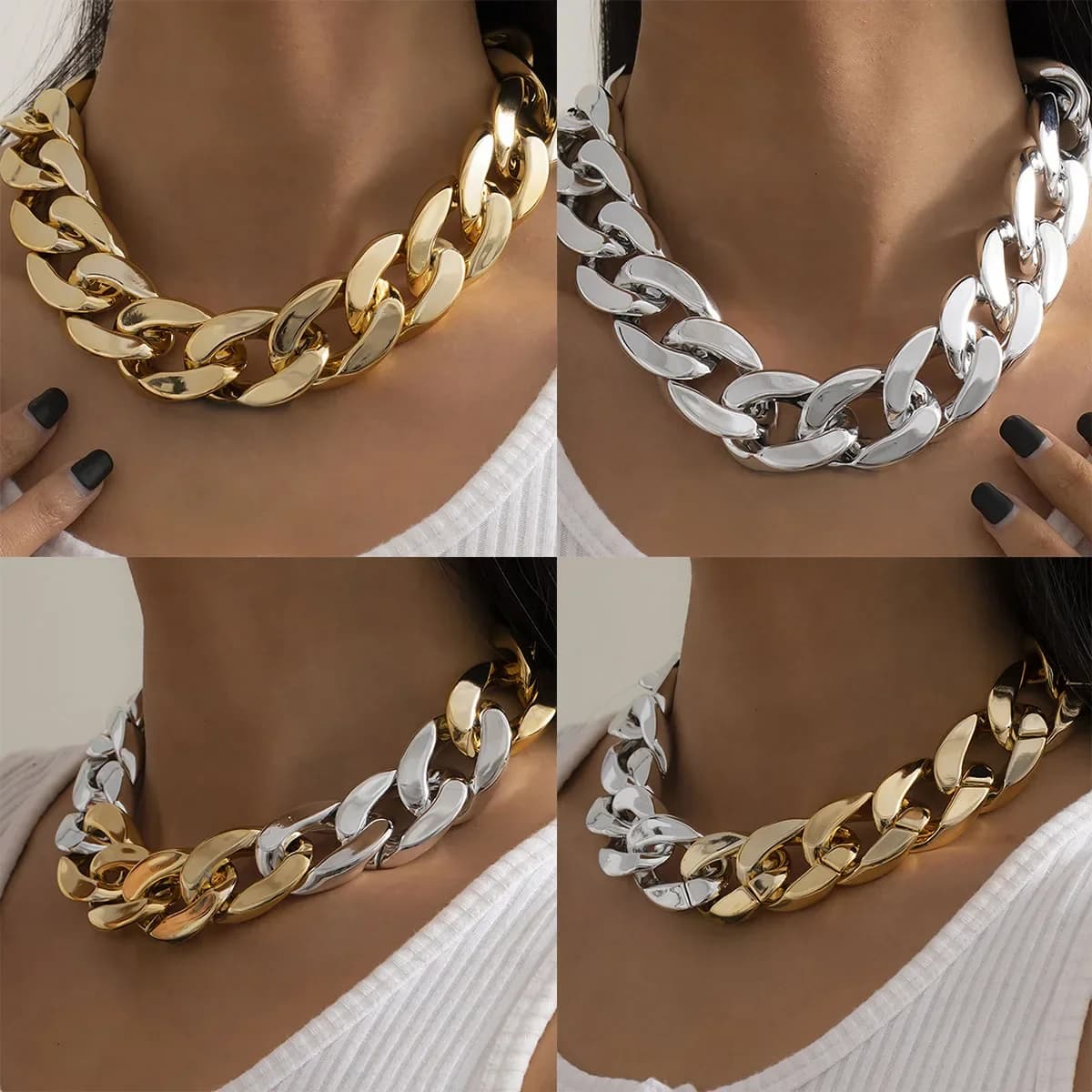 Collier Simple et exagéré pour femmes, 4 couleurs, Hip Hop, chaîne CCB épaisse déformée, colliers créatifs, mode Glamour, bijoux cadeau pour filles