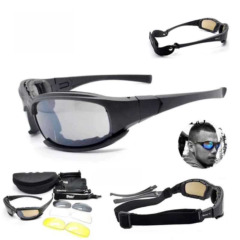 Lunettes tactiques polarisées, lunettes de protection pour airsoft, randonnée, cyclisme, chasse, lunettes de soleil pour hommes, 4 verres