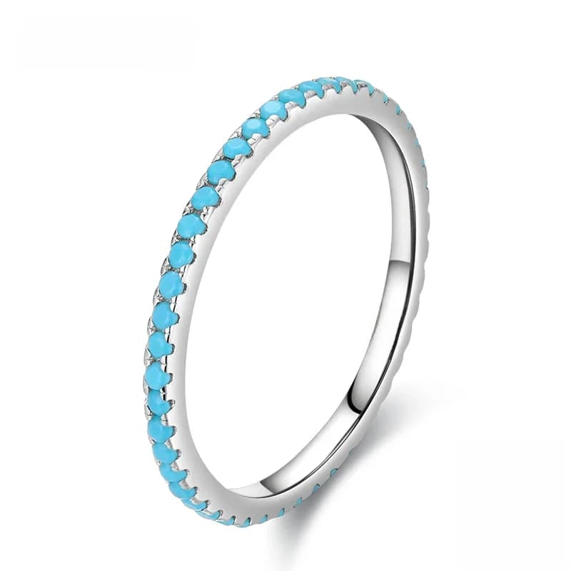 Modian 100% 925 argent Sterling classique exquis cercle Turquoise charme empilable bague pour les femmes à la mode bijoux fins