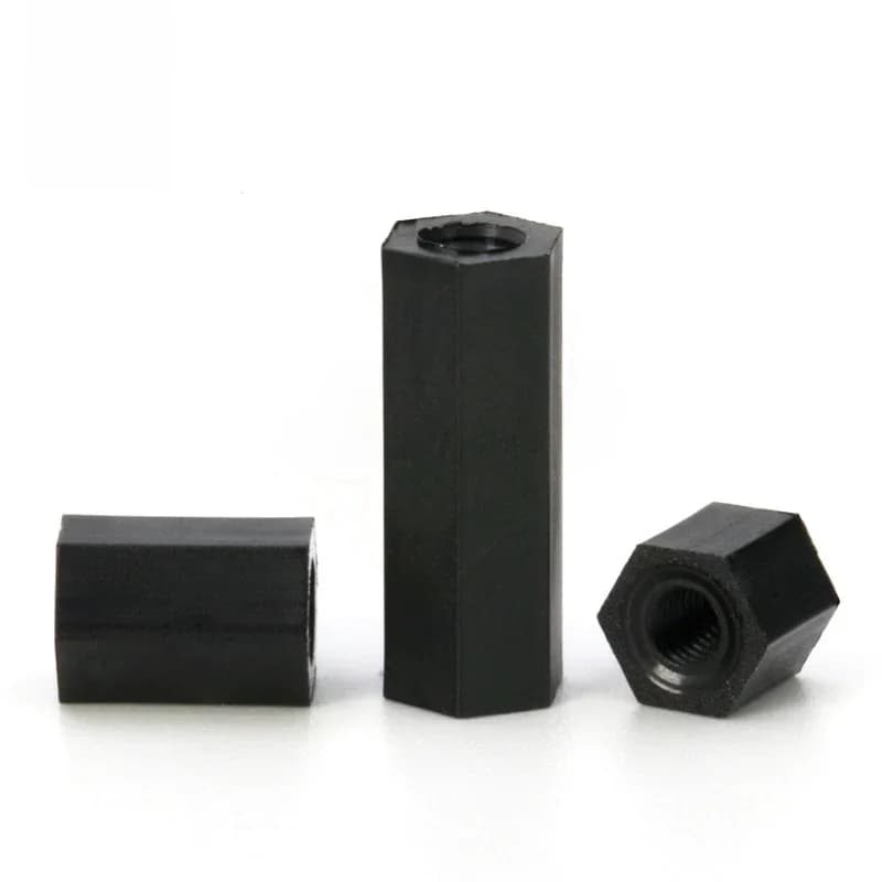 Entretoise en Nylon noir hexagonal femelle, fil hexagonal Double passage en plastique, carte mère PCB, 20/50 pièces, M2 M2, 5 M3 M4