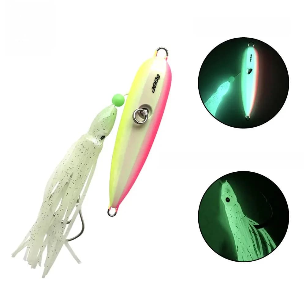 AS Inchiku – leurre lumineux à fond de gabarit lent, jupe en métal et poulpe, appât de calmar, crochet d'assistance, 100g, 120g, 150g, 200g, 250g