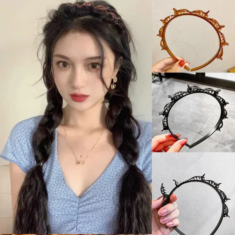 Ruoshui – bandeau antidérapant avec Clips pour femme, Double bande, pour coiffure, accessoires pour cheveux, couvre-chef