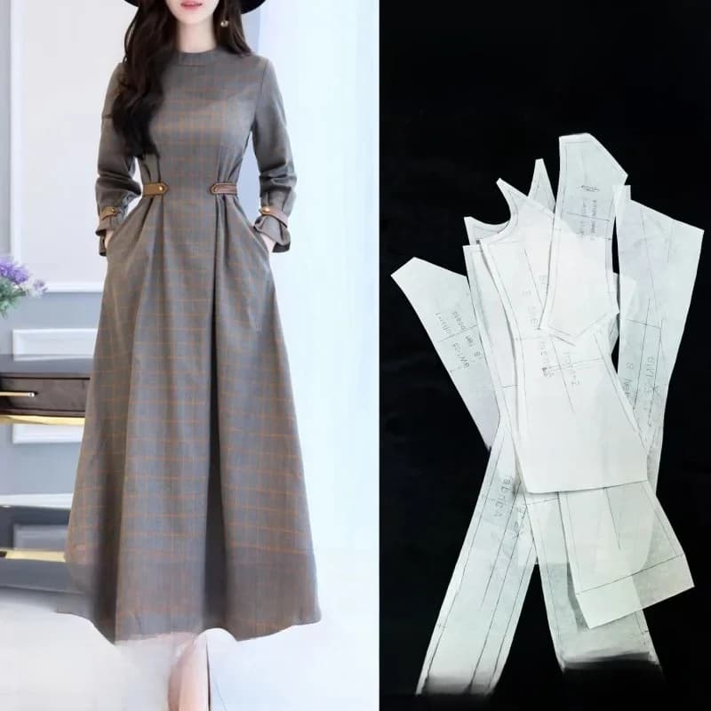 Jupe longue motif robe à manches longues pour femmes motif vêtements design dessins de coupe BLQ-329
