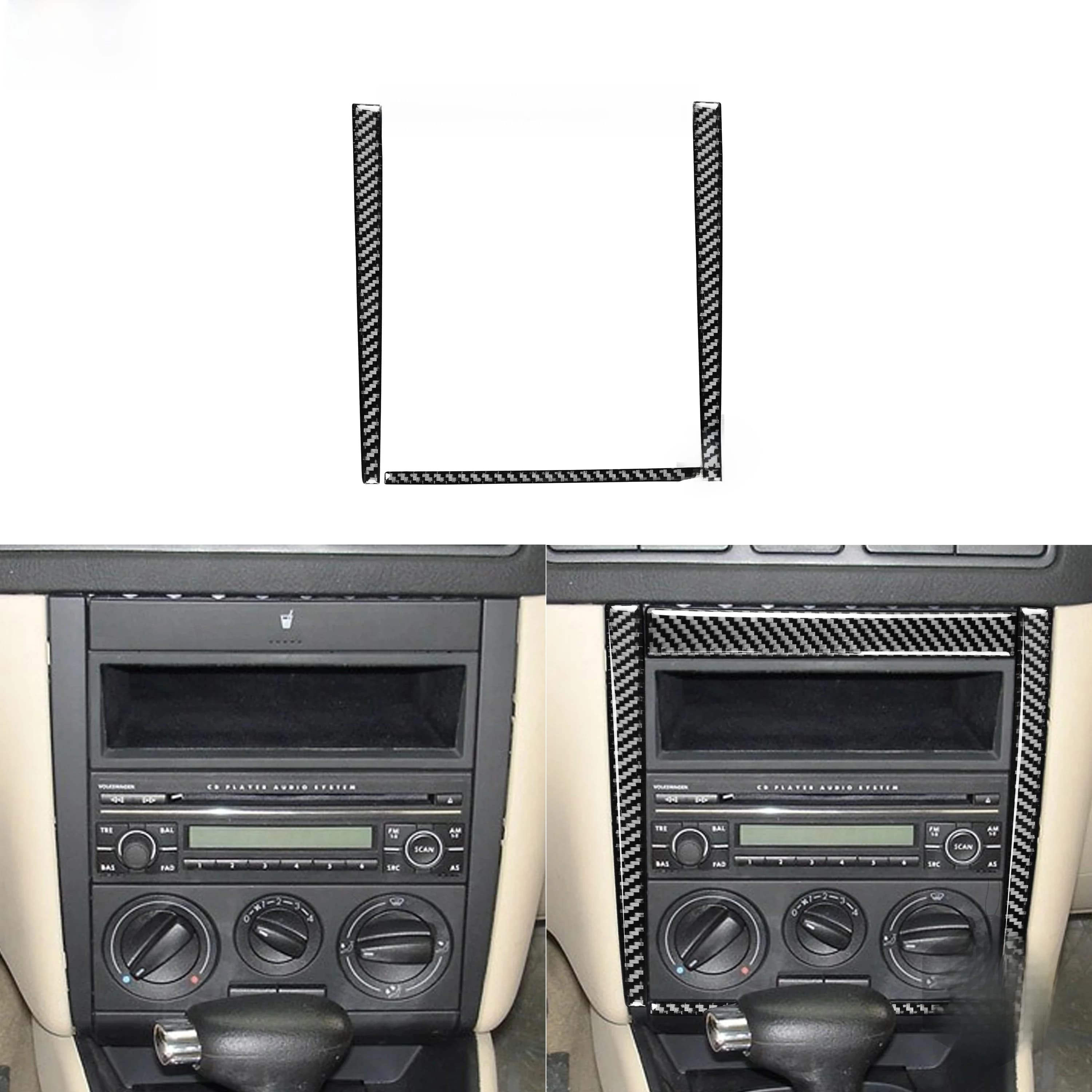 Autocollants intérieurs en fibre de carbone noire, cadre du panneau de commande central CD AC, accessoires de voiture pour Volkswagen VW Golf 4 MK4 1999-2004