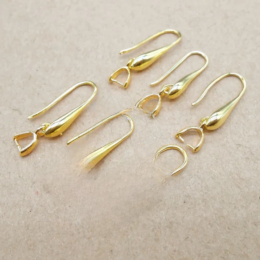 Boucles d'oreilles à crochet d'oreille pour femmes, 10 pièces, argent 925 véritable or 18K, surface lisse, Base vierge, accessoire de résultats de fabrication de bijoux à faire soi-même