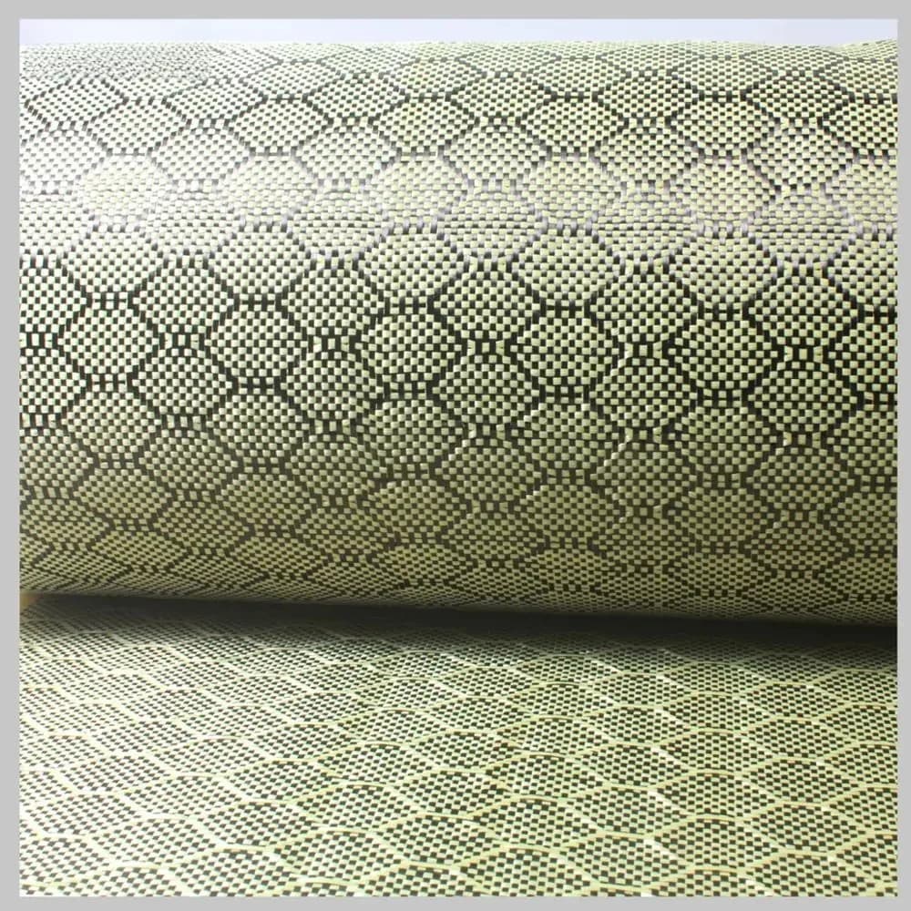 Fibre de carbone hexagonale 3K avec aramide D sanglant, tissu tissé en accent d'abeille, 200 g/m2