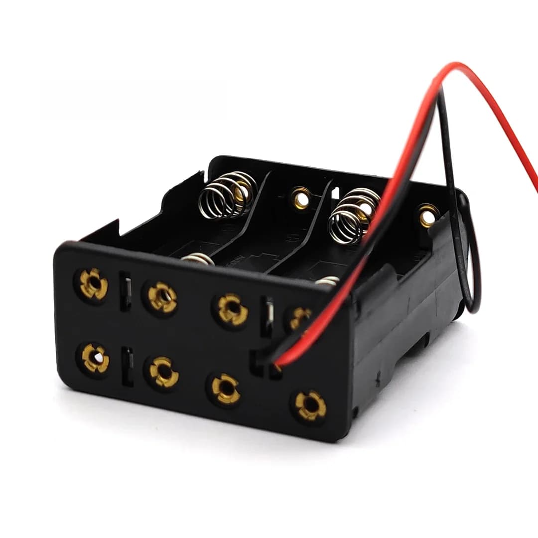 Boîtier de support de batterie 8 AAA 12V, support de batterie à ressort Double face avec fil de plomb arrière par arrière, boîte de batterie en plastique AAA