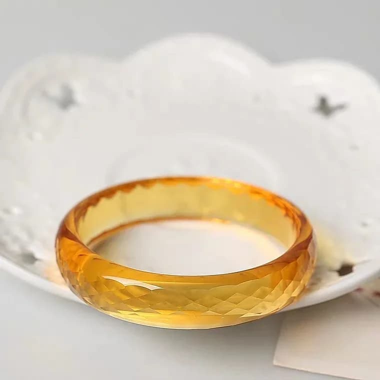 Bracelet en Quartz Jaune Naturel group pour Femme, Bijou à Facettes, 54mm 55mm 56mm 57mm 58mm 59mm 60mm 61mm uto AA