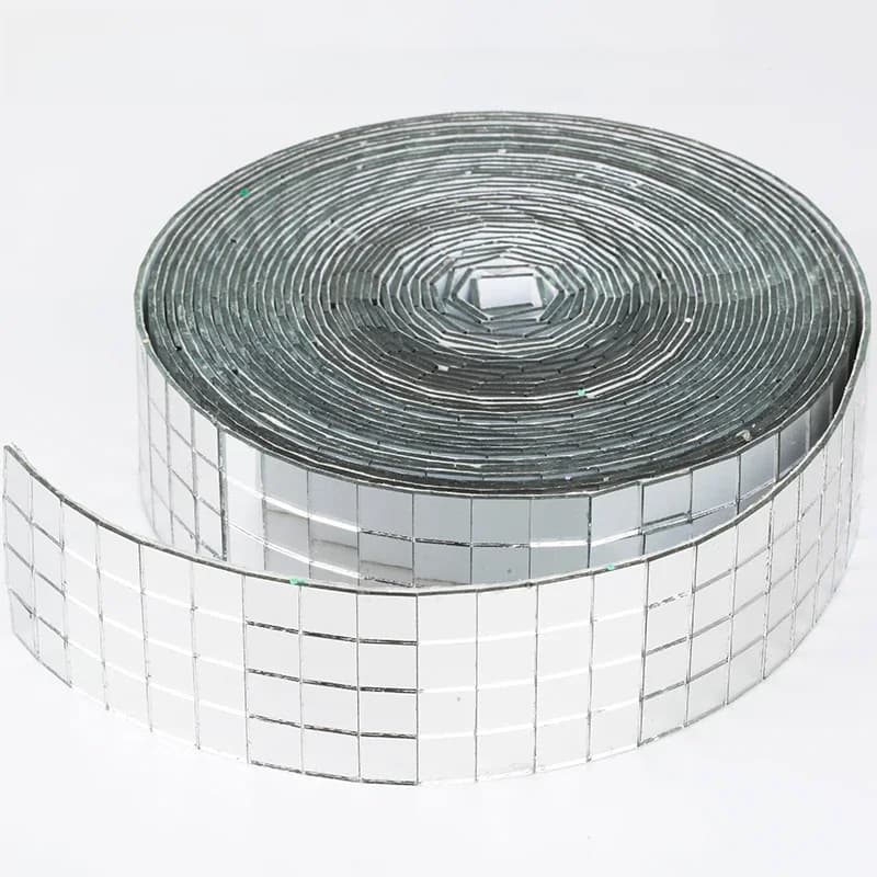 Carreaux de mosaïque de verre carrés auto-adhésifs, miroir argenté, feuilles de mosaïque pour bricolage, artisanat fait à la main, autocollant mural, grille 10x10mm, 1 mètre
