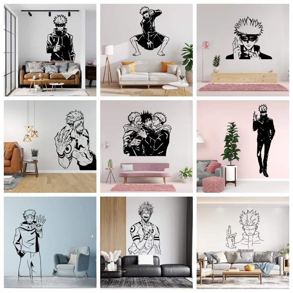 Autocollants muraux en vinyle amovibles, nouveau Design, Anime Jujutsu Kaisen, affiche murale pour chambre d'enfants, salon, décoration de maison