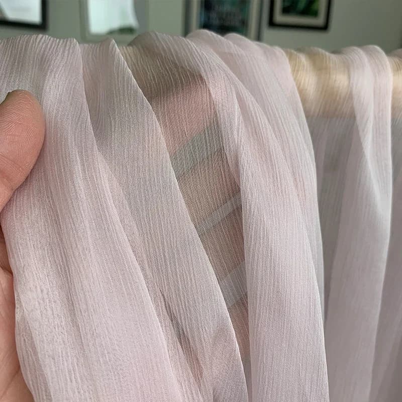 Tissu transparent rose clair violet, 1 mètre, 100% Mulberry inj5 momme froissé Georgette injThin, 140cm 55 "de large au mètre CC011