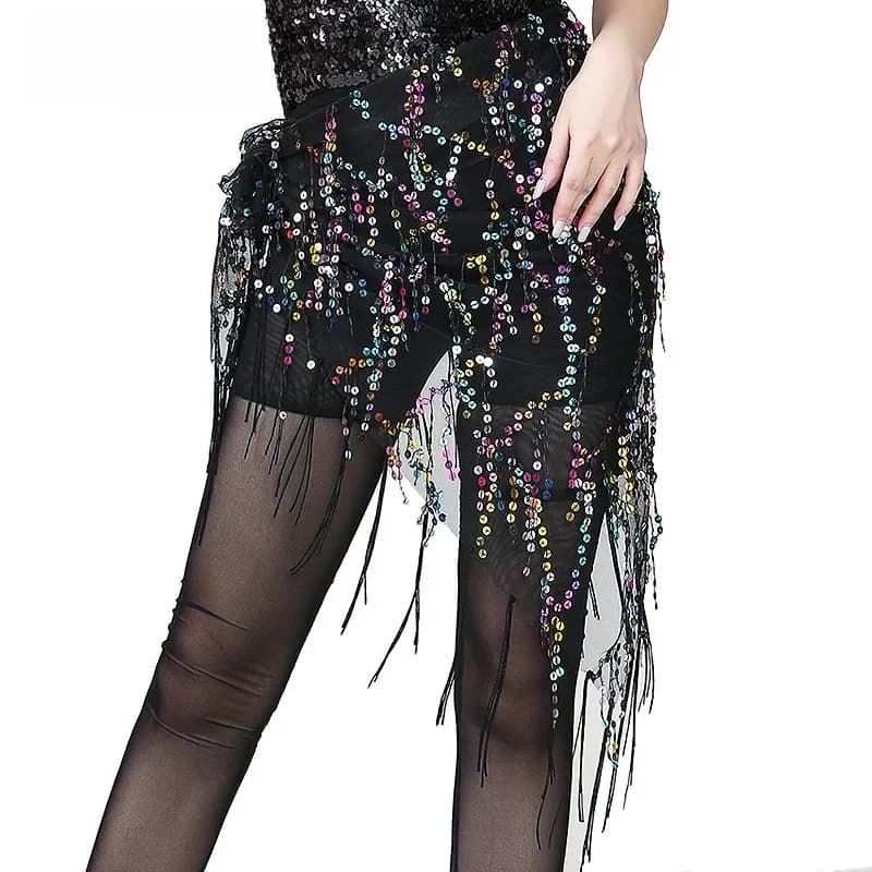 Nouveau Style danse du ventre paillettes gland hanche écharpe indien danse du ventre Costumes femmes danse du ventre pratique ceinture Triangle hanche écharpe