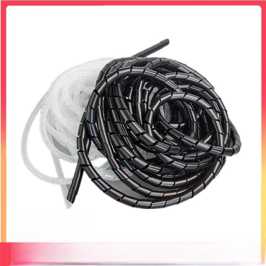 Manchon de câble, tuyau d'enroulement, emballage en spirale, organisateur de fil Transparent/noir, Tube de gaine, protecteur de gestion de bande en plastique 4-30MM